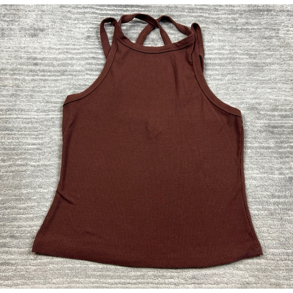 Rue 21 Top Juniors Medium Brown Polyester Blend Sleeveless Ribbed Tank